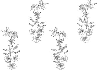  Flowers and leaves in vintage style, seamless pattern.