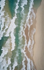 an aerial view of waves on the beach. ai generated images.