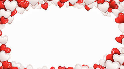 Valentine's day background with red and white hearts. digital illustration. selective focus.