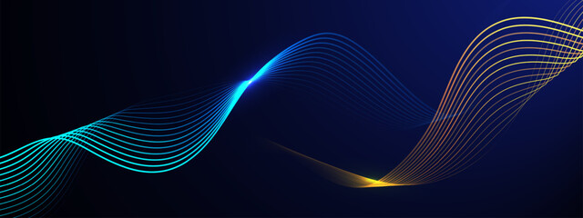 Abstract dark background with glowing wave. Technology hi-tech futuristic template. Vector illustration	
