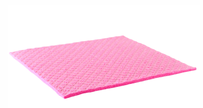 Pink new sponge cloth for cleaning isolated on white, clipping path