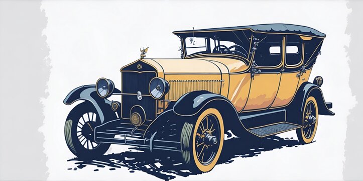 1910s vintage retrao car. AI generated illustration
