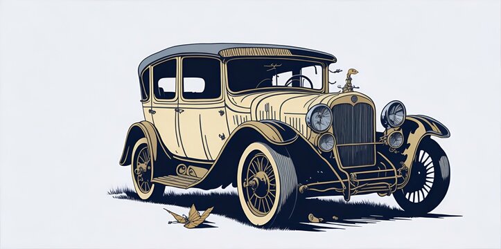 1910s vintage retrao car. AI generated illustration