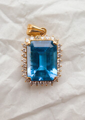 Stunning blue sapphire set in gold with diamond accents
