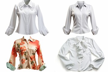 set of blouses isolated on white background.