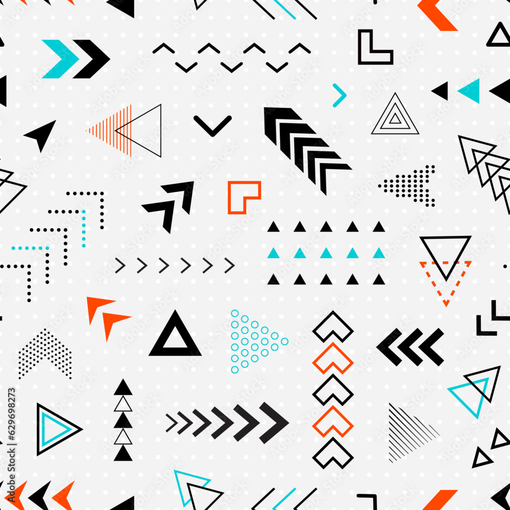 Poster geometric seamless pattern. repeating abstract geometry background. memphis shape. repeated cool sch