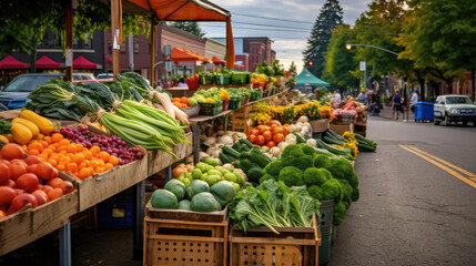 Small farmers market and produce stand, generative AI
