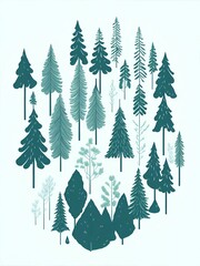 Obraz premium Cartoon forest. AI generated illustration