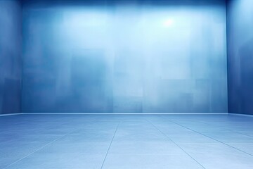 Fototapeta premium Softly Radiant: Empty Blue Studio Space with Sunbeams (Generative AI)