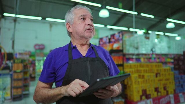 Grocery Store Manager Stressed Over Business Challenges, Business Owner Facing Difficulties In Supermarket Operations, Struggling