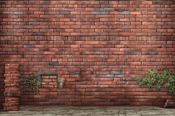 Vintage Urban Vibes: Red Brick Wall Backdrop (Generative AI)