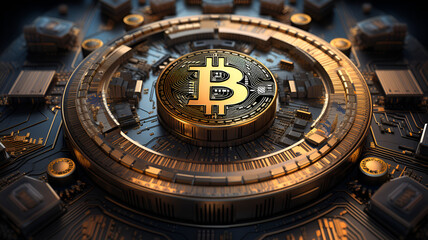 Fototapeta na wymiar Digital Bitcoin: The Virtual Revolution Unveiled