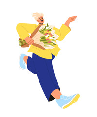 Man with floral bouquet concept. Young guy with colorful flowers.Romantic gift or present. Social networks sticker. Cartoon flat vector illustration isolated on white background