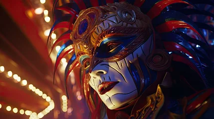 Rolgordijnen carnival mask on the wall © Pale