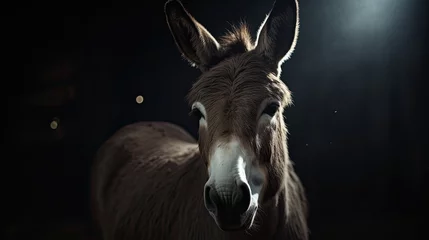 Raamstickers portrait of a donkey in the dark © Pale