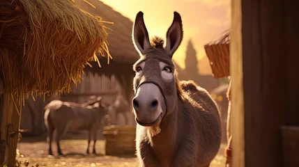 Gordijnen portrait of a donkey © Pale