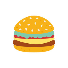 flat vector illustration of burger isolated on white