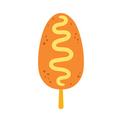 flat vector illustration of corndog isolated on white