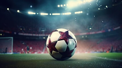soccer ball on the stadium