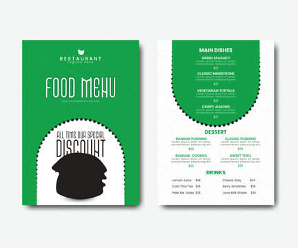 Restaurant food menu or price list design