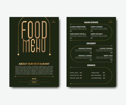 Restaurant food menu or price list design