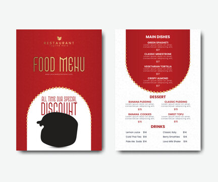 Restaurant food menu or price list design