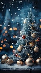 Fototapeta na wymiar Blurred winter background with Christmas decorations. Generative AI