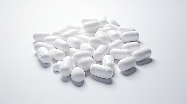 white pills on white background