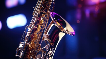 saxophone on stage - obrazy, fototapety, plakaty