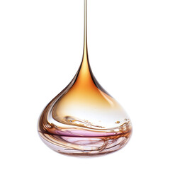 Oil drops. Serum droplet with air bubbles. Skincare gold drops.