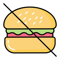 No Burger Line Color Icon