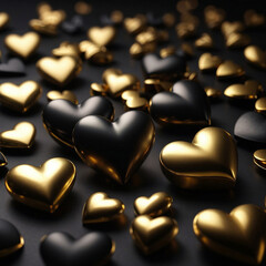 Fototapeta premium golden and black hearts bacground