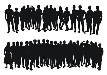 Image of crowd silhouette, group of people. Workers, audience, crowded, corporate, working, teamwork
