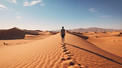 person walking in desert