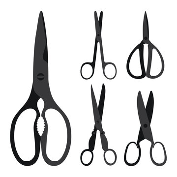 Sketchy image of scissors silhouette. Stationery, pocket, kitchen, manicure, surgery, hairdressers, tailor, garden, household
