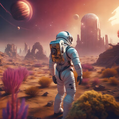 astronaut exploring a new planet