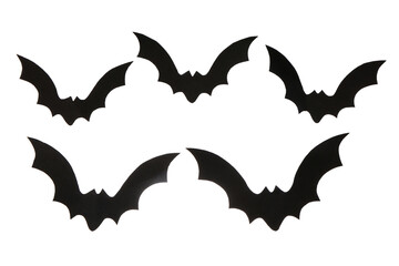 Paper bats for Halloween party on white background