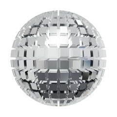 3D Silver Metall Ball. Abstract Modern Shape. Cut Out.