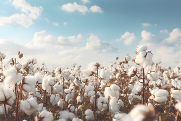 Ein Feld mit Baumwollpflanzen.
