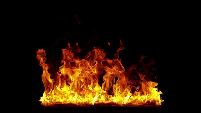 Super Slow Motion Shot of Real Fire Isolated on Black Background at 1000fps.