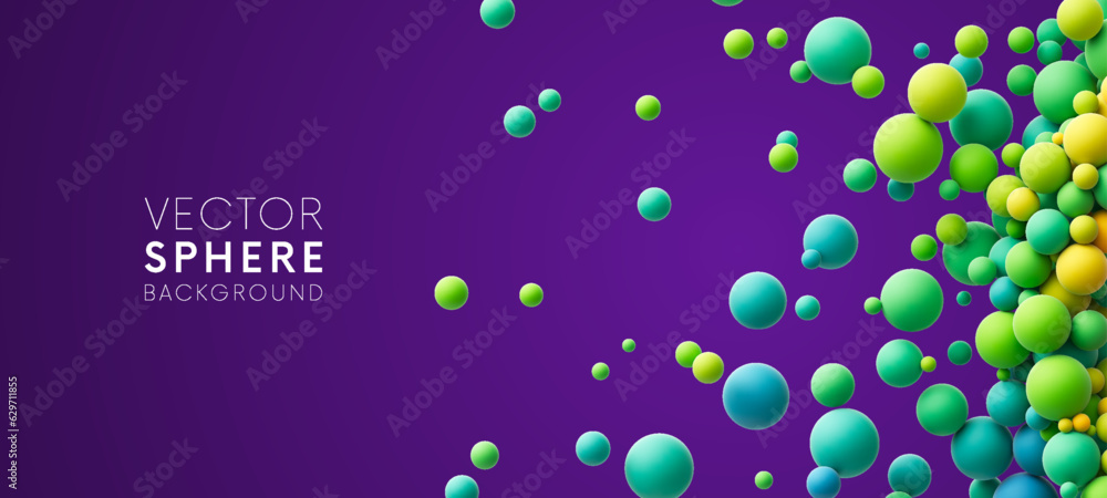 Aufkleber colorful matte soft balls in different sizes. abstract composition with many colorful random flying 