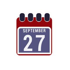 Calendar displaying day 27 ( twenty seven ) of the September - Day 27 of the month. illustration