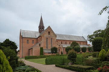 Fototapeta na wymiar Sorø Abbey Church and the surrounding churchyard