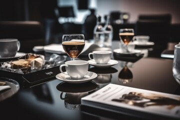Fototapeta na wymiar Coffee break at conference meeting, AI