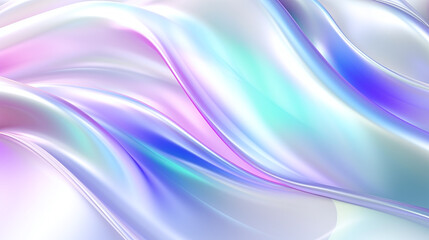 Iridescent silk background texture. Holographic abstract clothes with colorful iridescent waves. Vibrant organza, shiffon fabric. Ai generated illustration