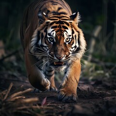 Ein Tiger auf der Jagd nach seiner Beute in der Wildnis