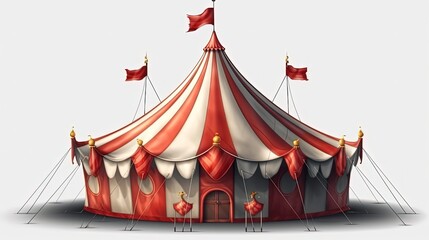 Circus tent. In style of vector illustration. Generative AI - obrazy, fototapety, plakaty