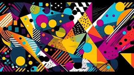 Colorful abstract multicolored geometric shapes. Pattern. Generative AI