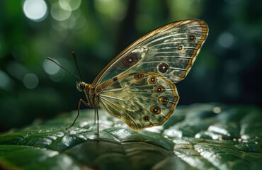Transparent butterfly near the river