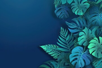 Serene Blue Leafy Florals on a Blank Background (Generative AI)